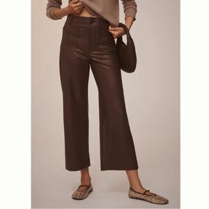 Anthropologie Maeve The Colette Faux Leather Chocolate Brown Crop Pants Size 29P